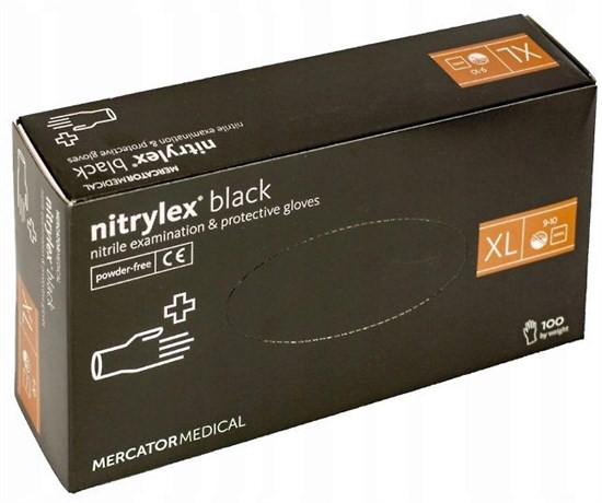 Диагностические нитриловые неопудренные текстурированные перчатки nitrylex PF (цвет черный) RD30104005