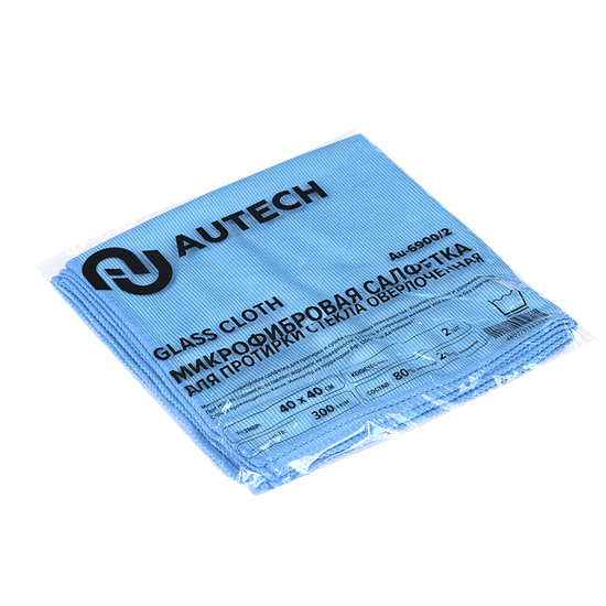 Au-6900/2 Салфетка для стекол 40х40 см, голубая, 300гр, комплект 2 шт au-6900/2